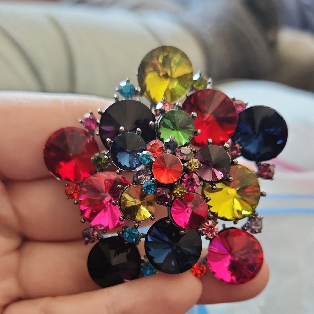 Vibrant Jewel-Toned Brooch by Source Unknown